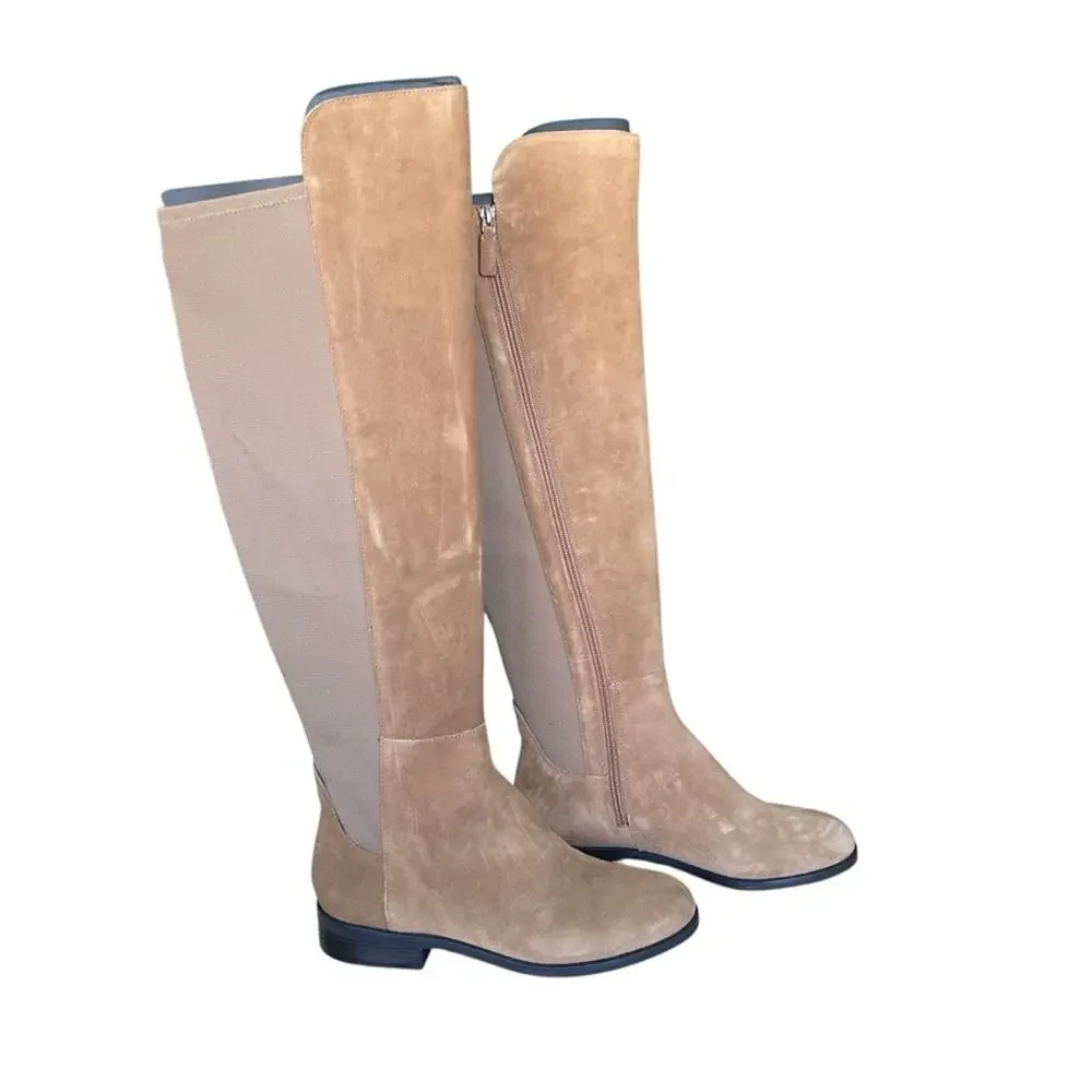Cole Haan Isabelle Suede and Elastic Over The Knee Round Toe Zippered Boots 7.5M